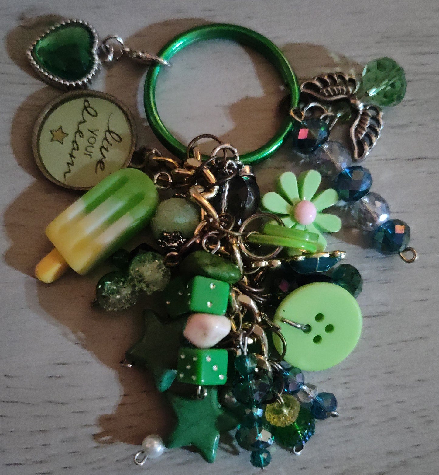 Handmade Green Keychain- CLEARANCE