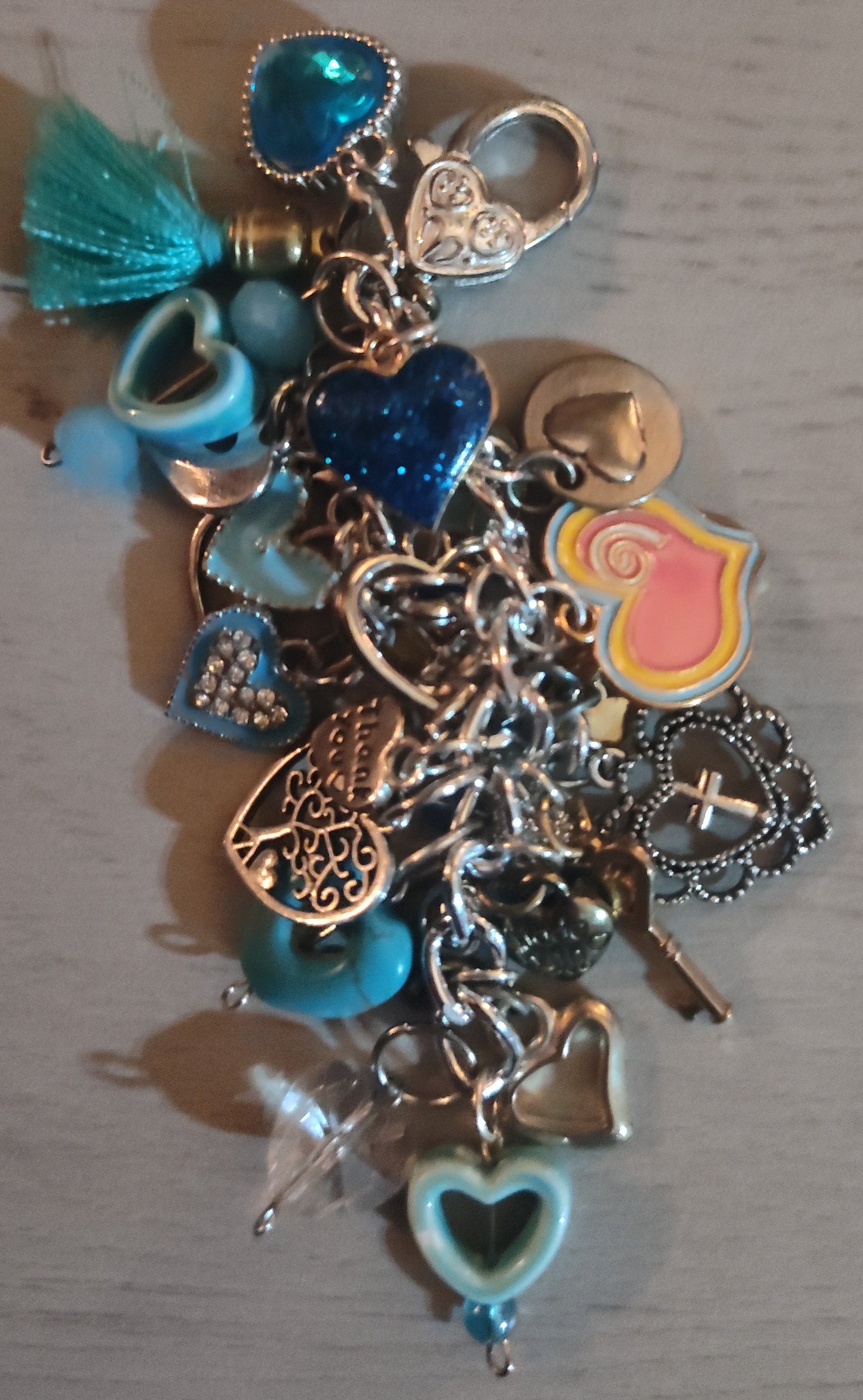 Chunky Blue Heart Keychain- SALE