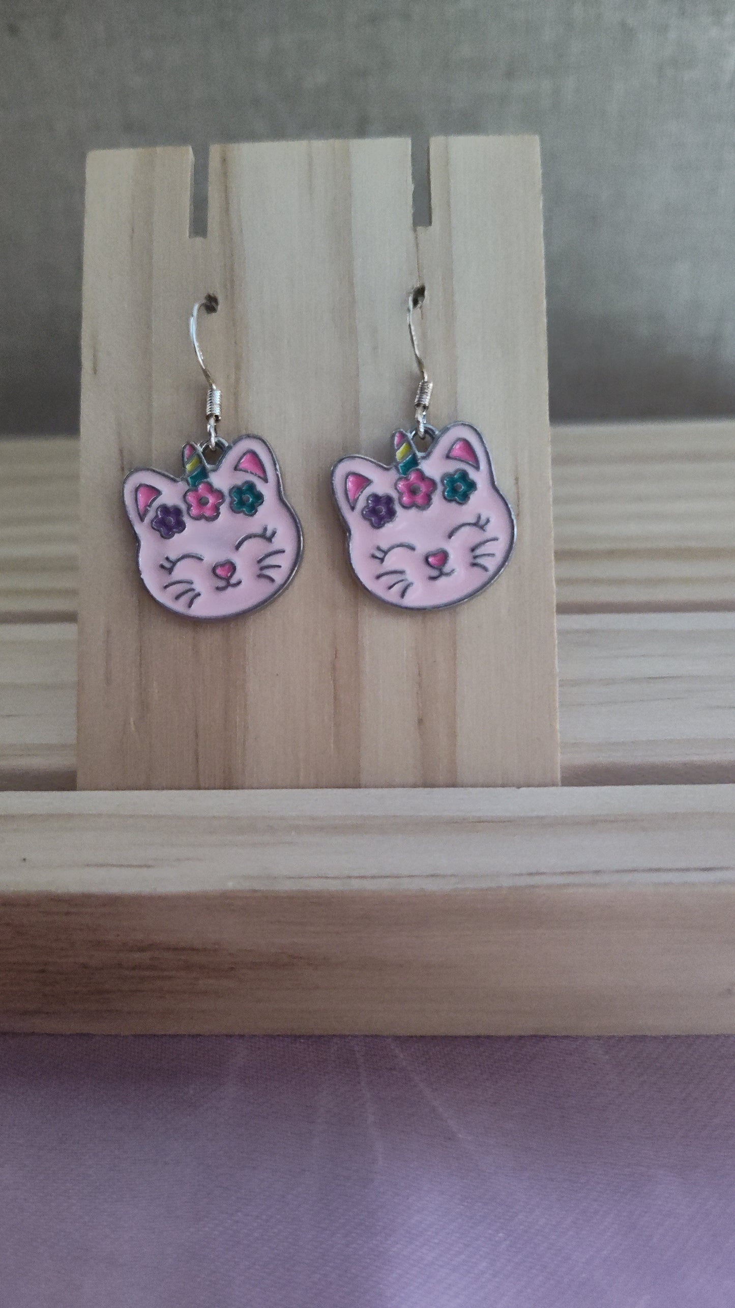 Cute Unicorn Cat Earrings- CLEARANCE- Discontinued item