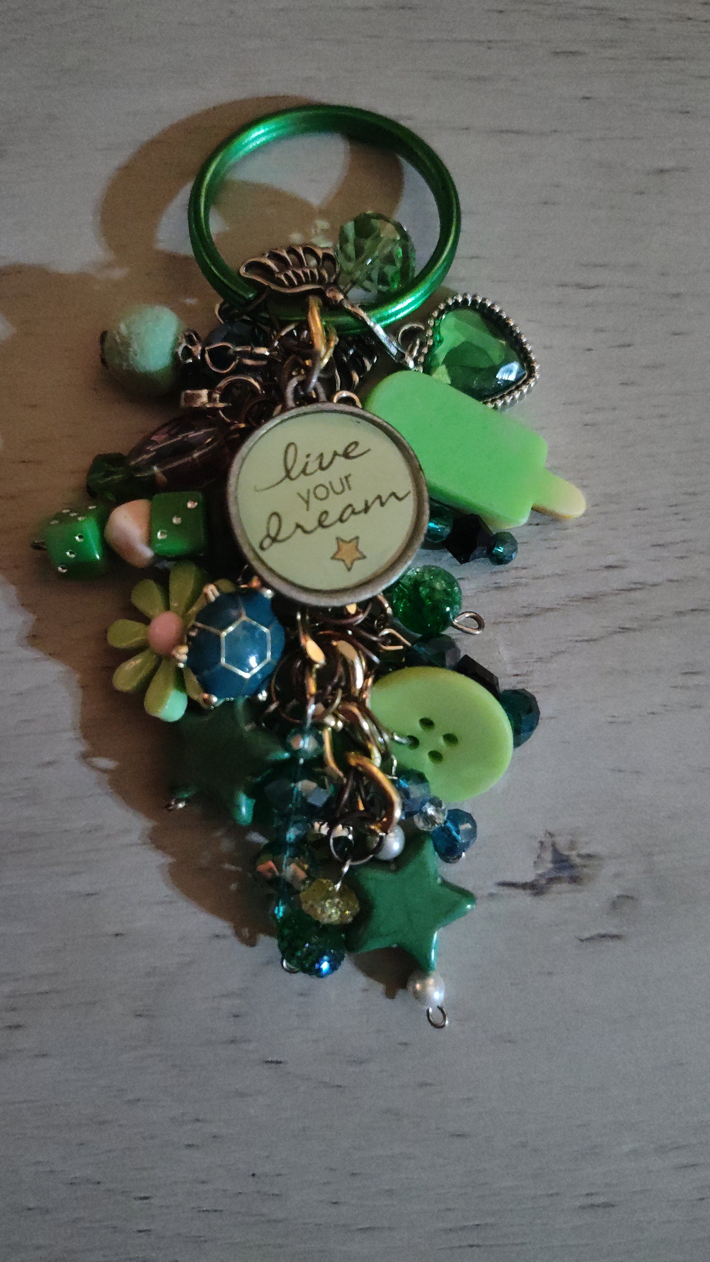 Handmade Green Keychain- CLEARANCE