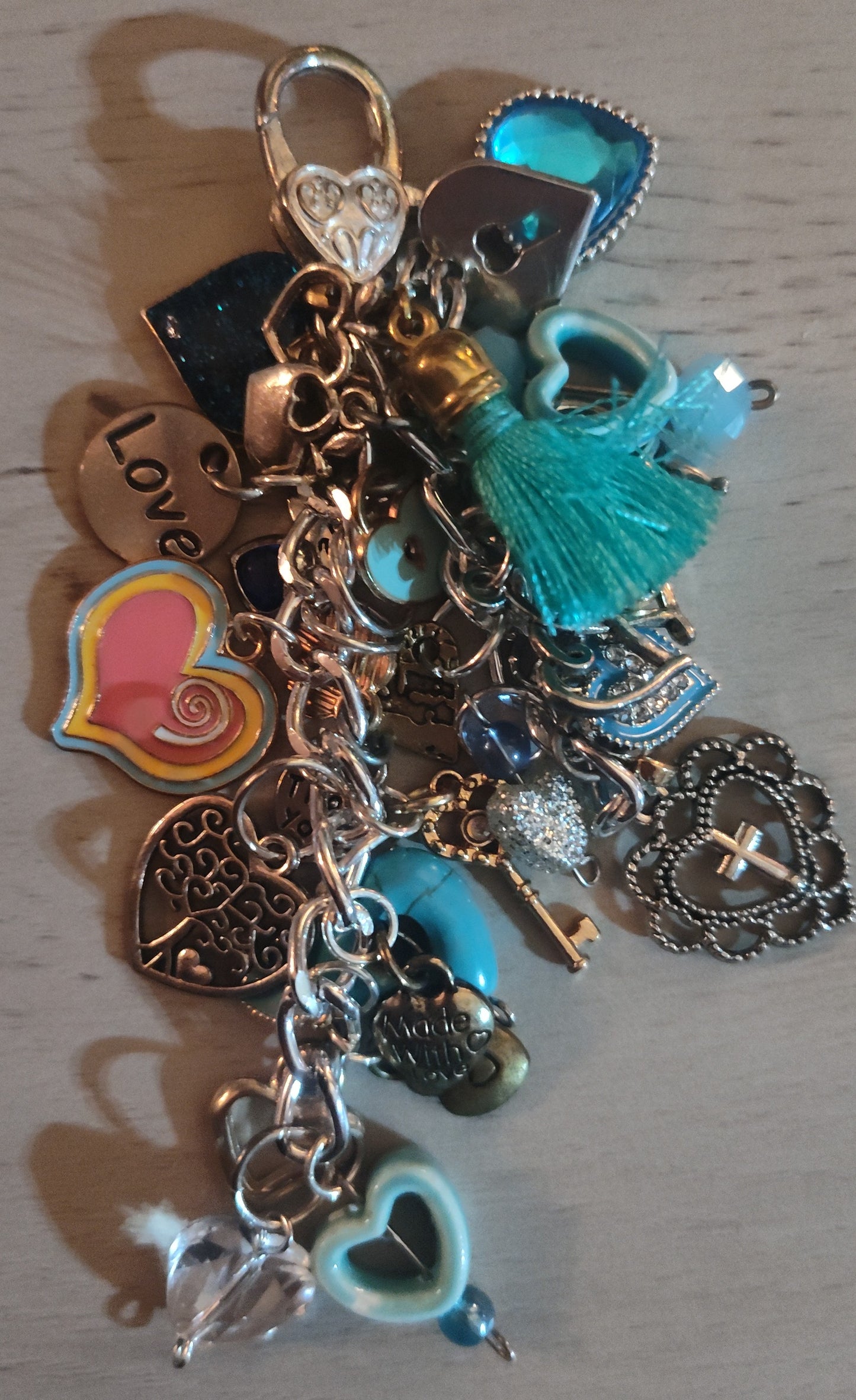 Chunky Blue Heart Keychain- SALE