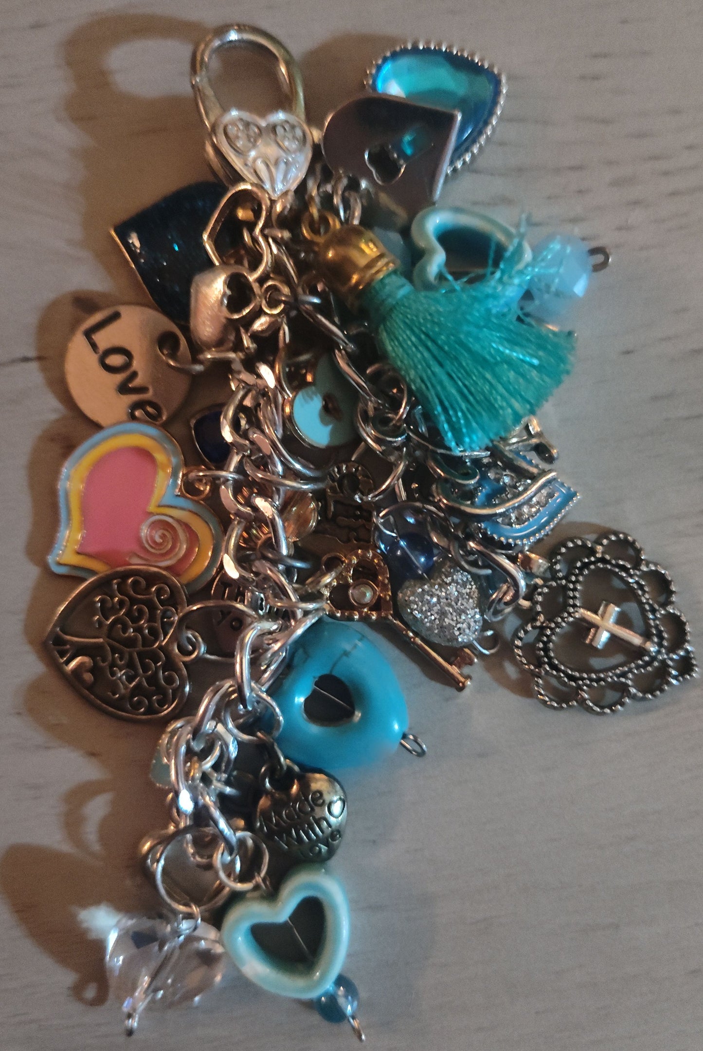 Chunky Blue Heart Keychain- SALE