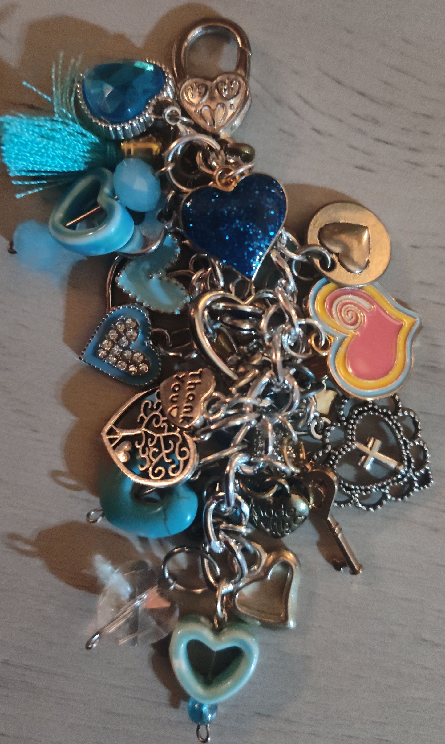 Chunky Blue Heart Keychain- SALE