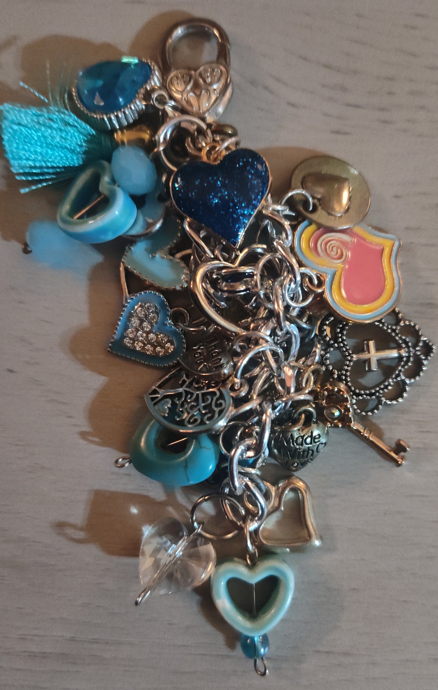 Chunky Blue Heart Keychain- SALE