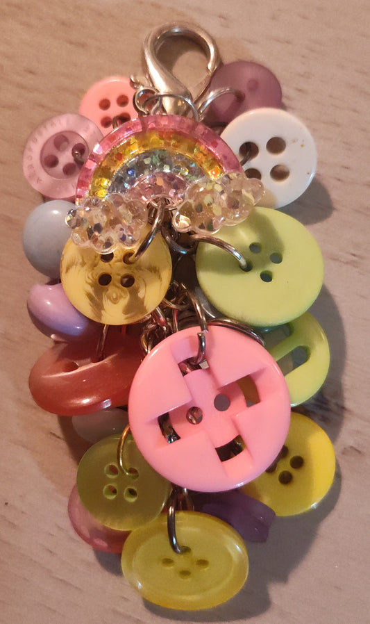 Handmade Button Keychain- CLEARANCE