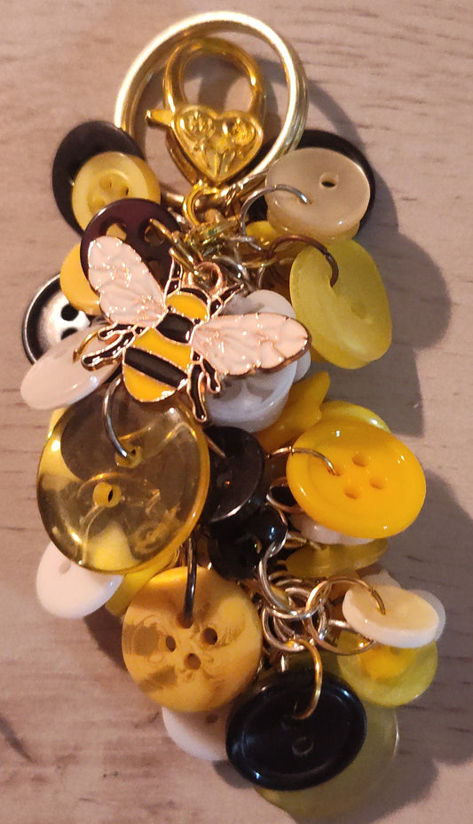 Handmade Button Keychain- CLEARANCE