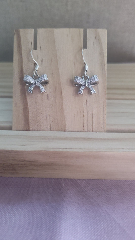 Cubic Zirconia Bow Earrings- SALE