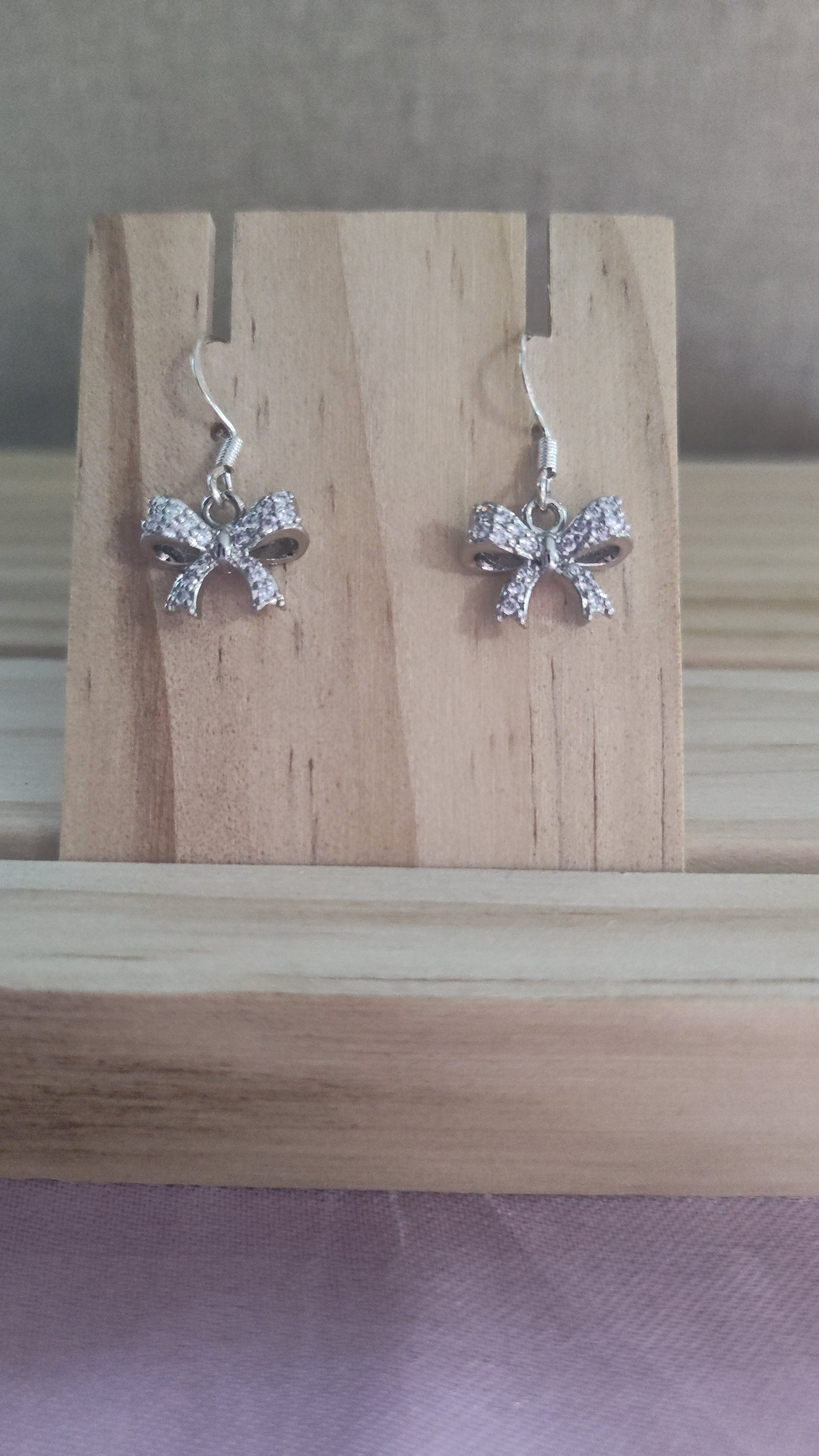 Cubic Zirconia Bow Earrings- SALE