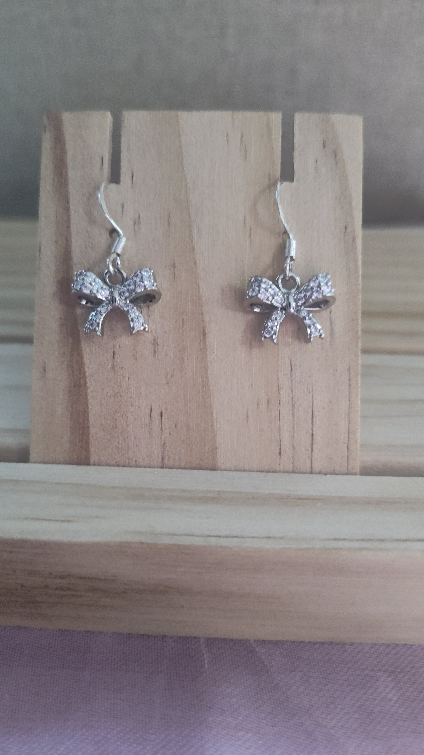 Cubic Zirconia Bow Earrings- SALE