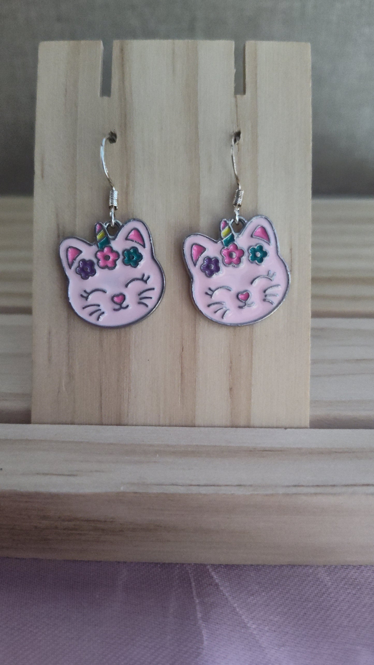 Cute Unicorn Cat Earrings- CLEARANCE- Discontinued item