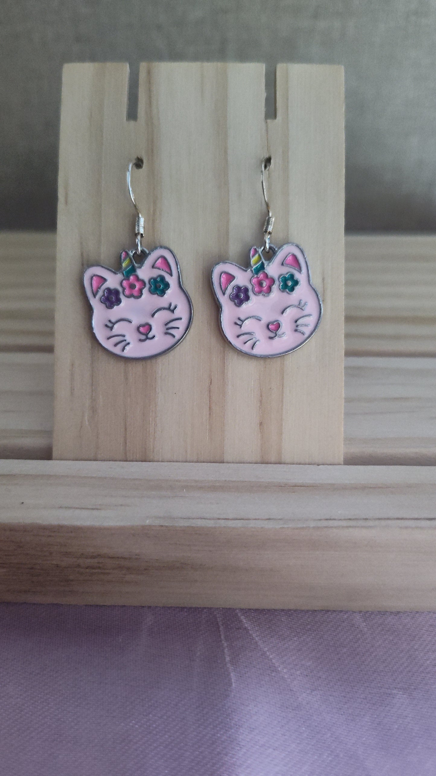 Cute Unicorn Cat Earrings- CLEARANCE- Discontinued item