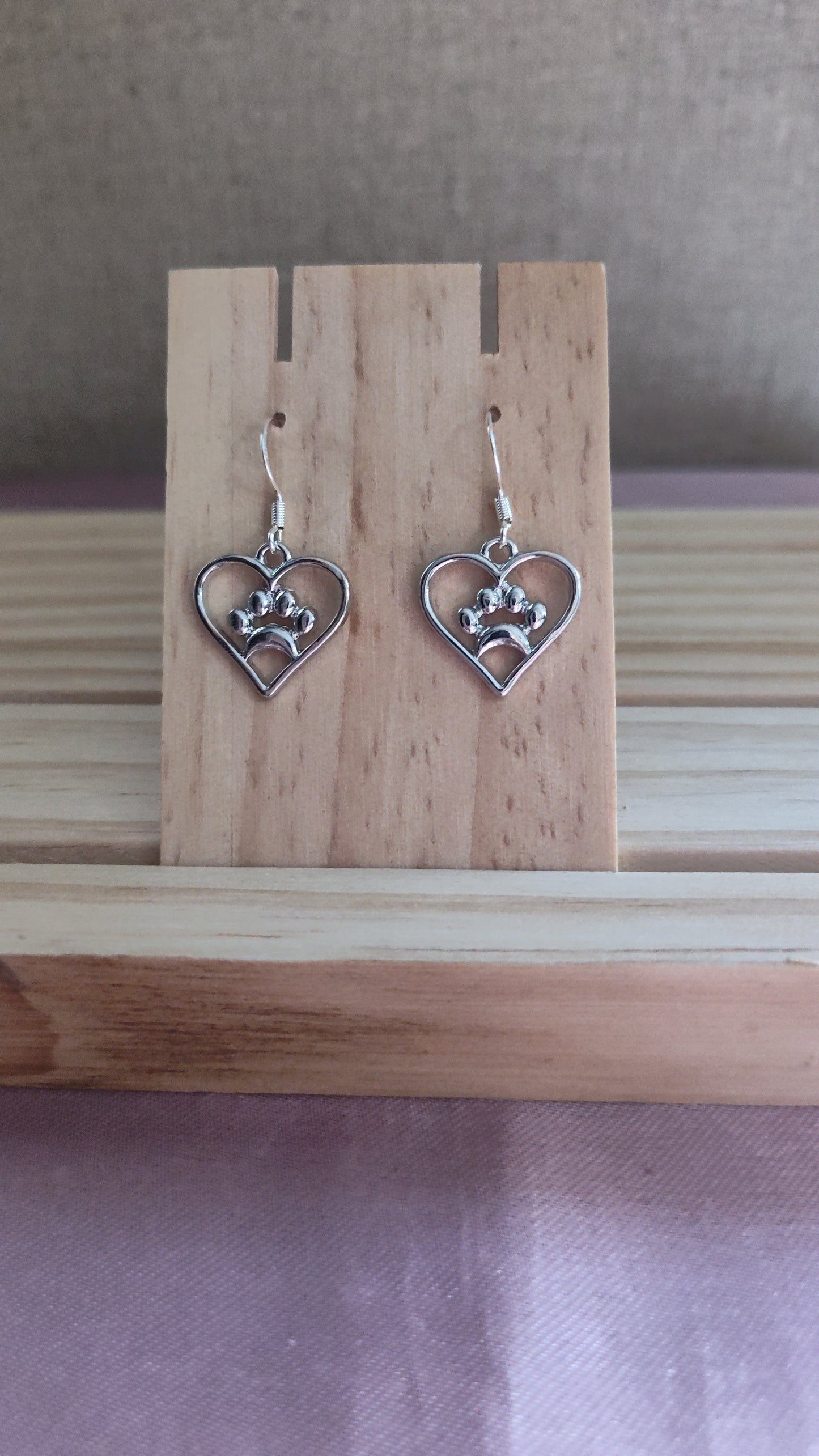 Heart Earrings With Paw Print- SALE